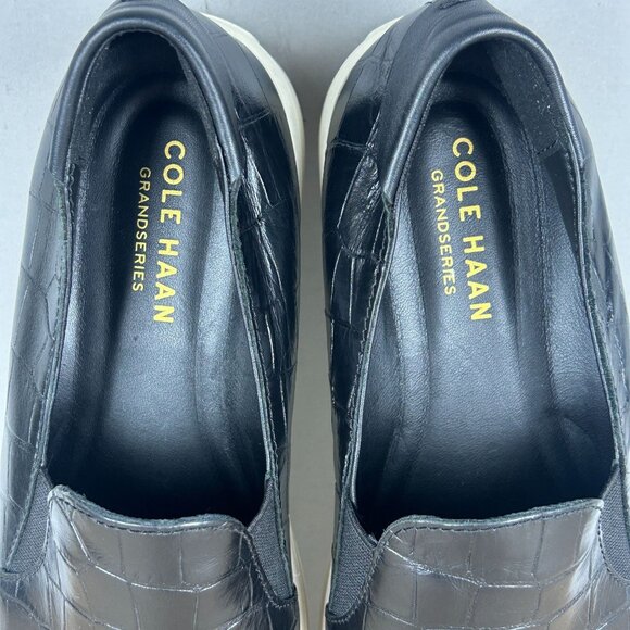 Cole Haan Grandpro Spectator Leather Loafers Womens 8 Black Croc Embossed - Picture 8 of 10